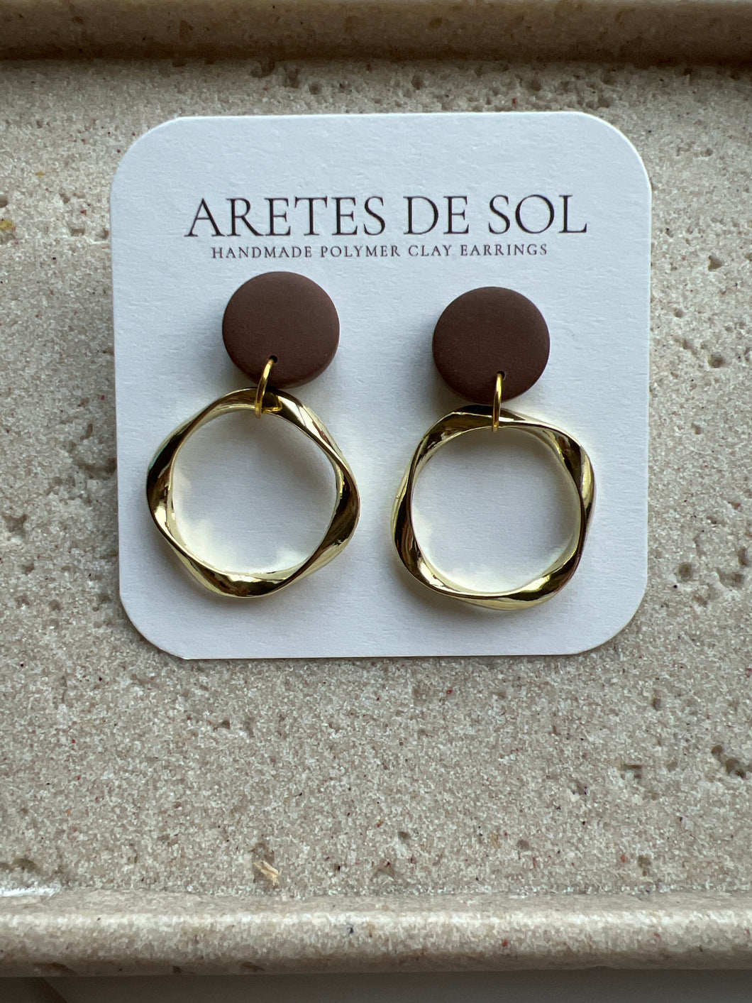 Mini gold circle - Teddy Brown